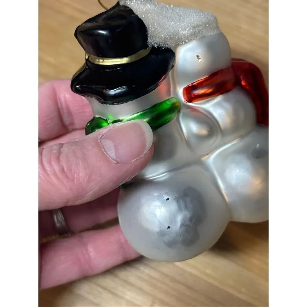 Vintage blown glass Christmas tree ornaments snowman and Nutcracker soldier bund
